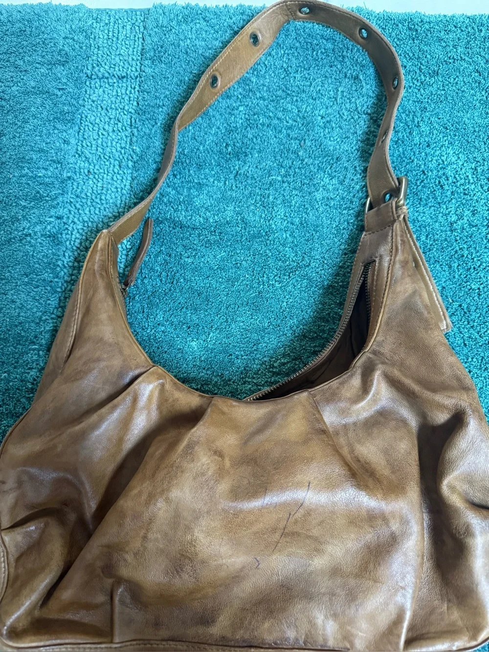 ROAN Genuine Leather Tan Shoulder Hobo Bag